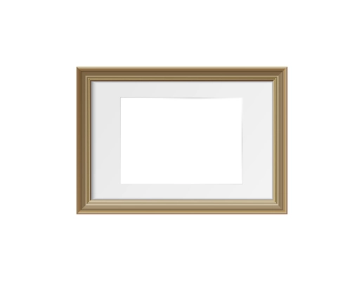 Realistic horizontal picture frame mockup on white background vector illustration