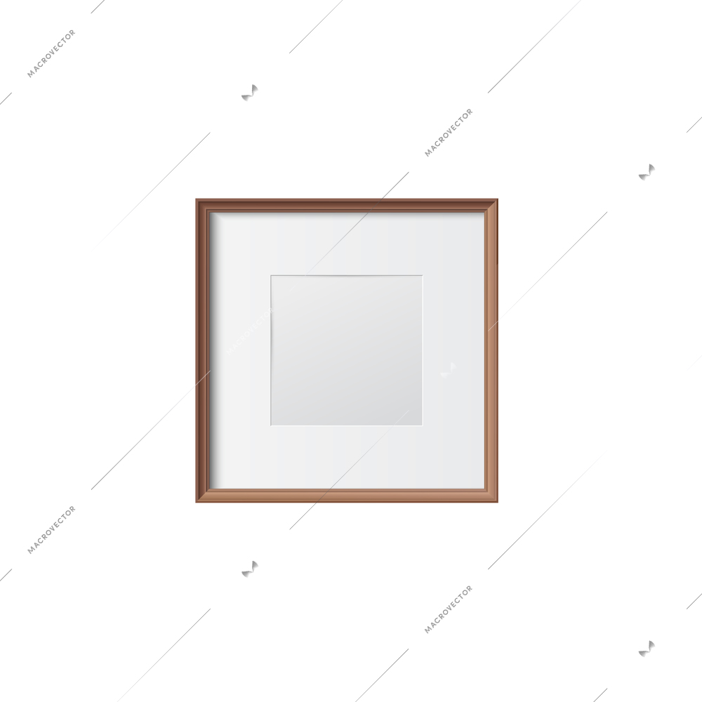 Realistic simple small photo frame of square shape on white background vector illustration