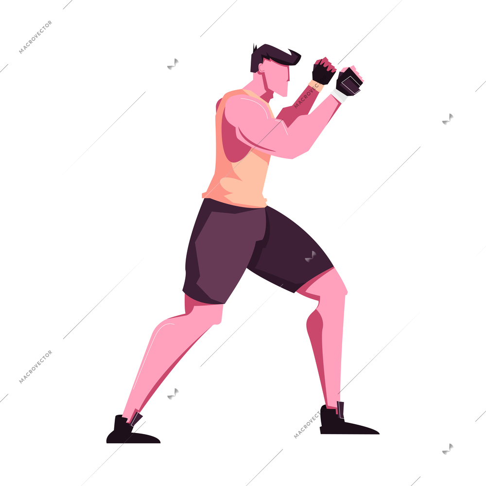 Flat military training icon with man doing boxing exercises vector illustration