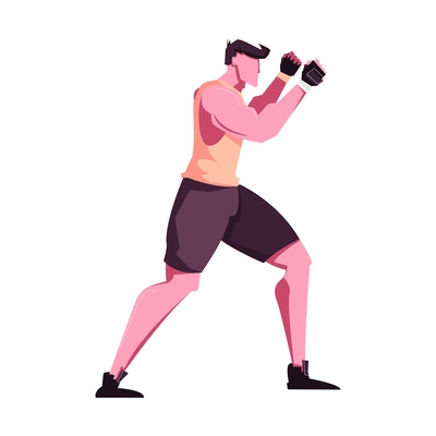 Flat military training icon with man doing boxing exercises vector illustration