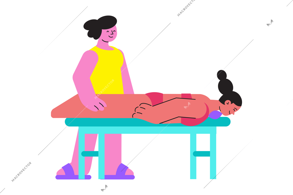 Flat design massage spa salon icon with two women characters vector illustration