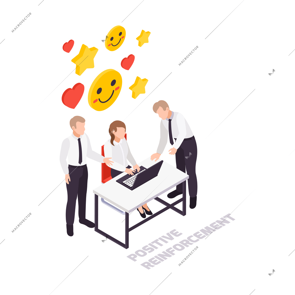 Soft skills isometric concept icon with characters of colleagues in office and colorful images 3d vector illustration