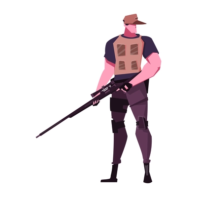 Flat character of military man with rifle vector illustration