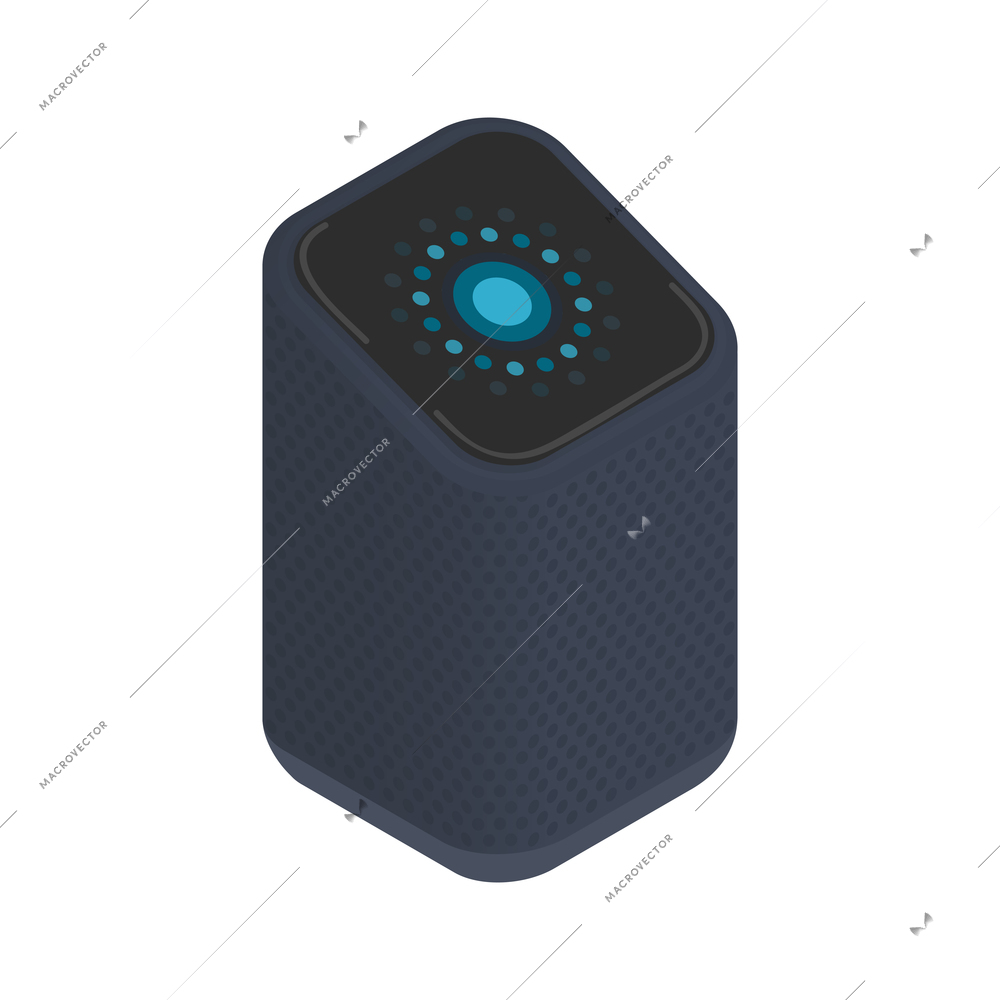 Wireless smart speaker with voice control isometric icon vector illustration