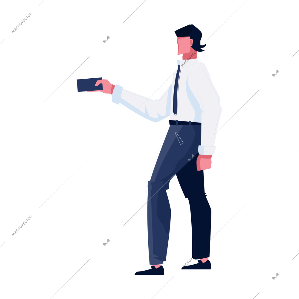 Flat character of bank clerk or client on white background vector illustration