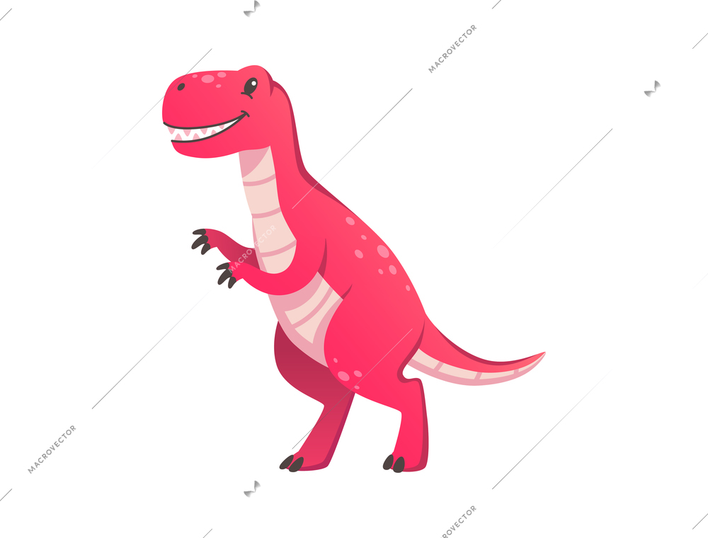 Cartoon icon with pink dinosaur on white background vector illustration