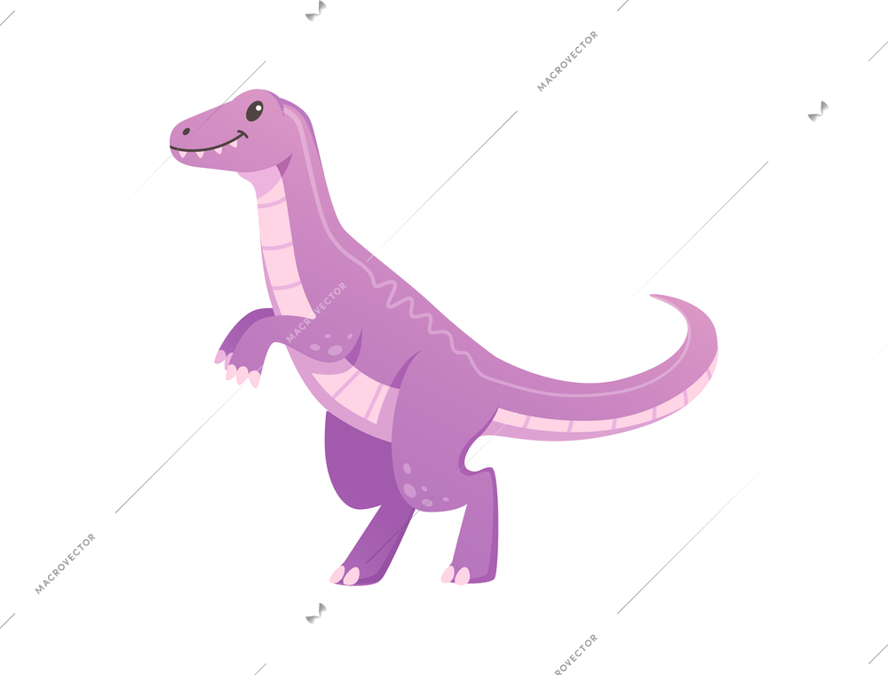 Cartoon smiling dinosaur on white background vector illustration