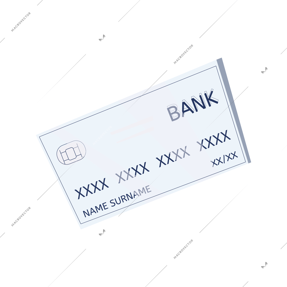 Credit card with chip flat icon on white background vector illustration