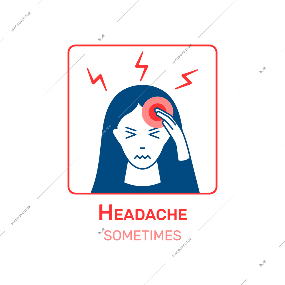 Coronavirus flat information icon with headache symptom vector illustration