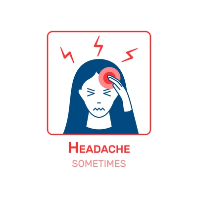 Coronavirus flat information icon with headache symptom vector illustration