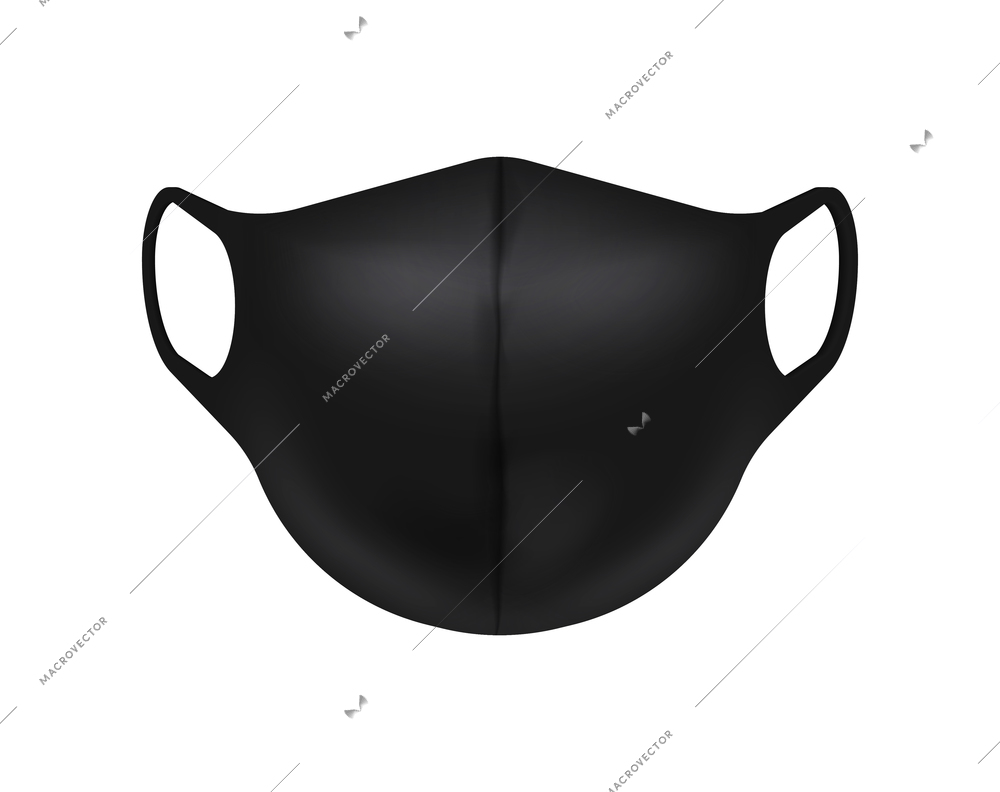Black face mask realistic vector illustration