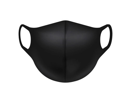 Black face mask realistic vector illustration