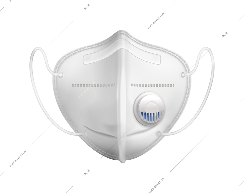 Individual protection respirator realistic icon on white background vector illustration