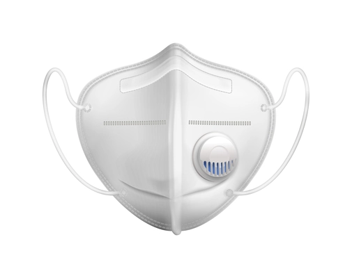 Individual protection respirator realistic icon on white background vector illustration