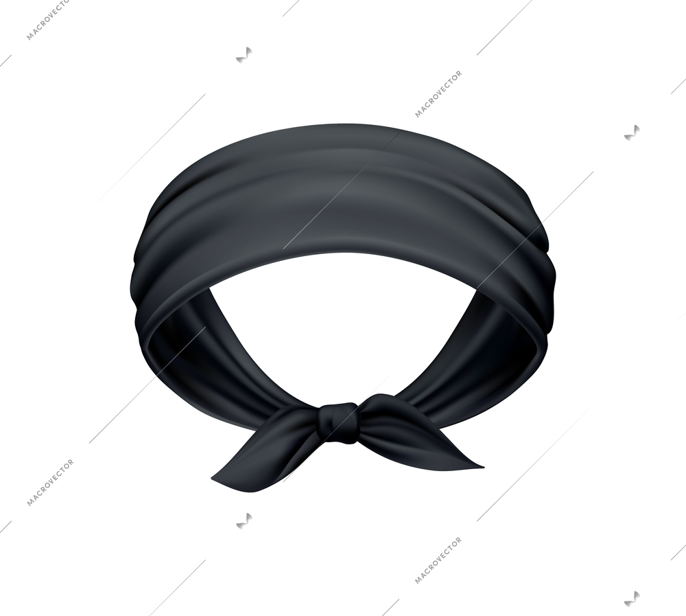 Realistic black head bandana scarf on white background vector illustration