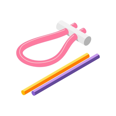 Swimming equipment isometric icon with colorful foam noodles isolated vector illustration