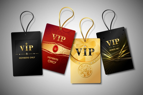 Vip red black and golden premium club tags set isolated vector illustration.