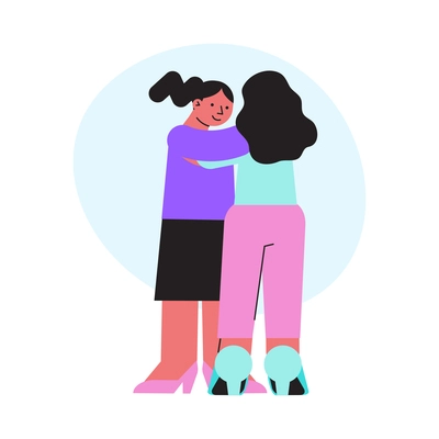 Flat design hugging women friends vector illustration