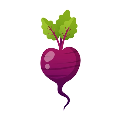 Beetroot with green tops on white background cartoon vector illustration