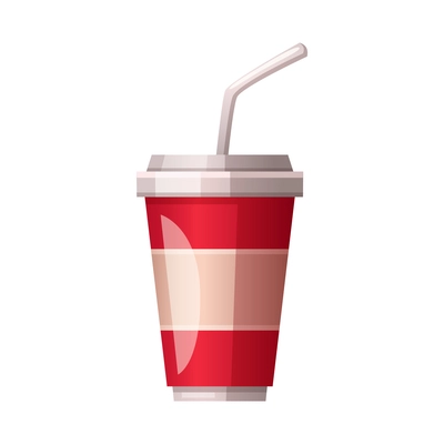 Paper cup with drinking straw cartoon icon on white background vector illustration