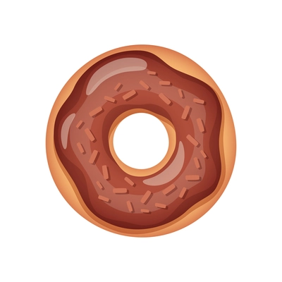 Top view of donut with chocolate cartoon icon vector illustration