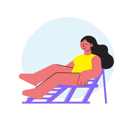 Character relaxing on beach lounge flat icon vector illustration