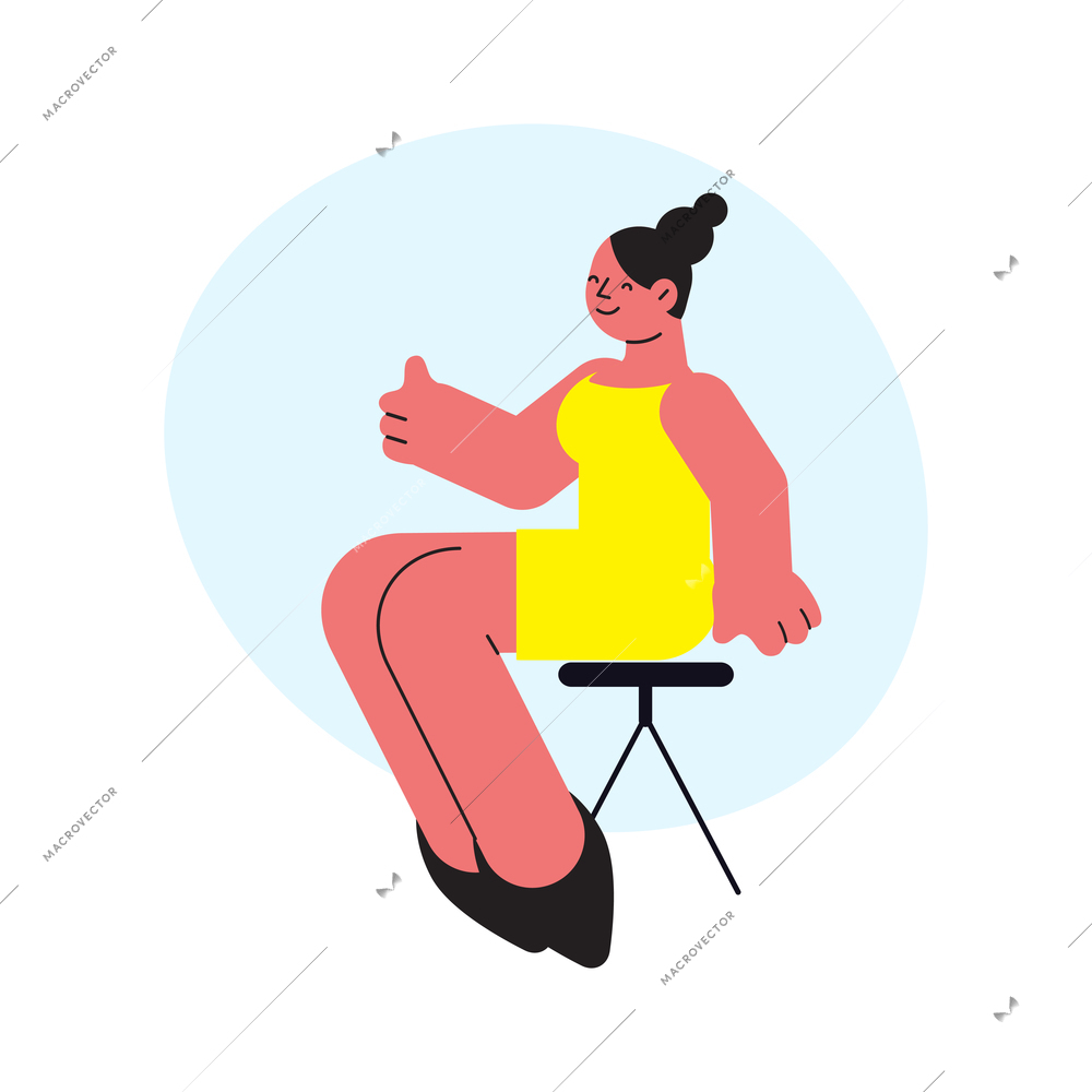 Flat icon with woman character showing thumb up gesture vector illustration