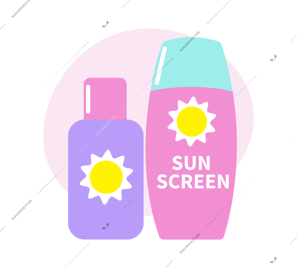 Two flat bottles of sunscreen icon vector illustration