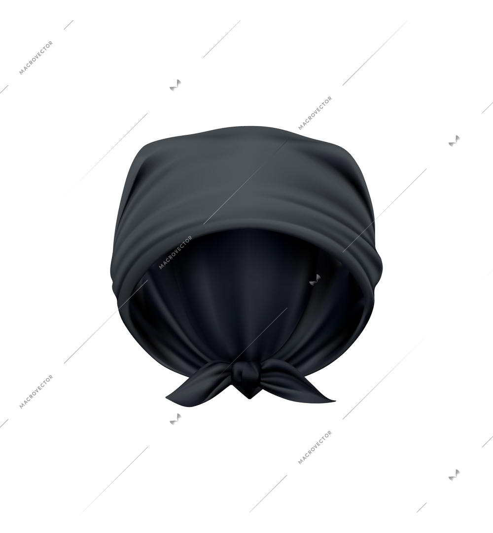 Head black bandana realistic icon vector illustration