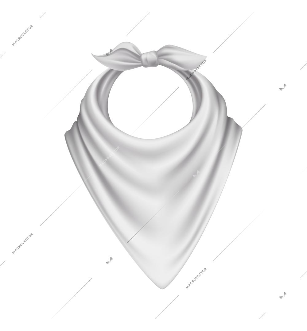 Elegant white knotted neckerchief realistic vector illustration