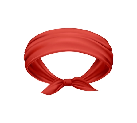 Realistic head bandana made of red cloth on white background vector illustration