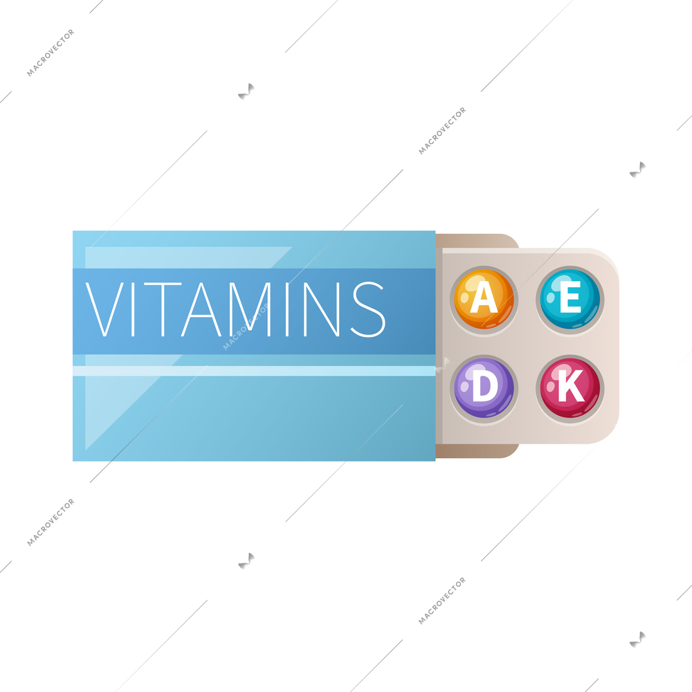 Cartoon icon with vitamins in blister packaging vector illustration