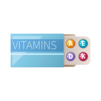 Cartoon icon with vitamins in blister packaging vector illustration