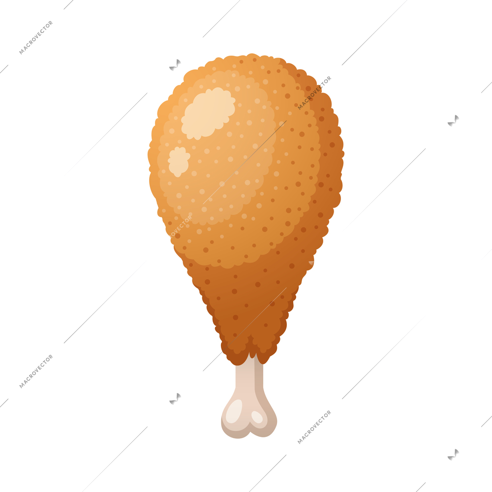 Crispy fried chicken leg cartoon icon on white background vector illustration