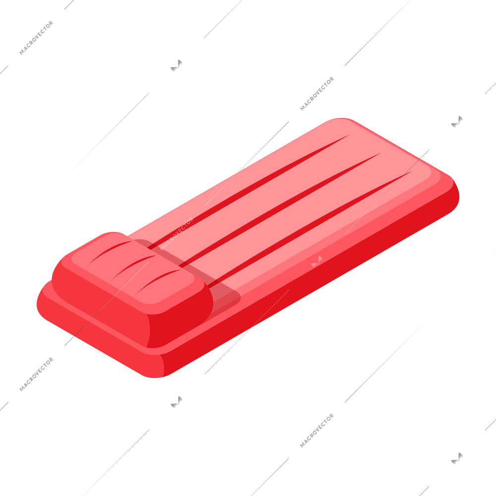 Isometric icon with red air bed on white background 3d vector illustration