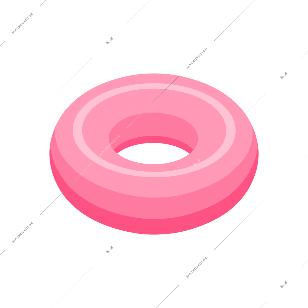 Pink inflatable ring on white background isometric vector illustration