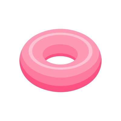 Pink inflatable ring on white background isometric vector illustration