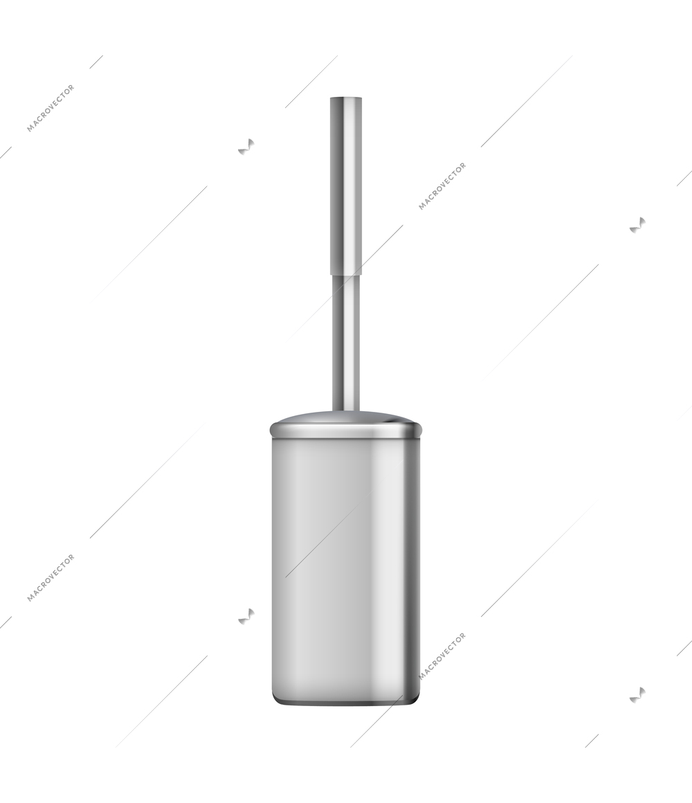 Stainless steel toilet brush on white background realistic vector illustration