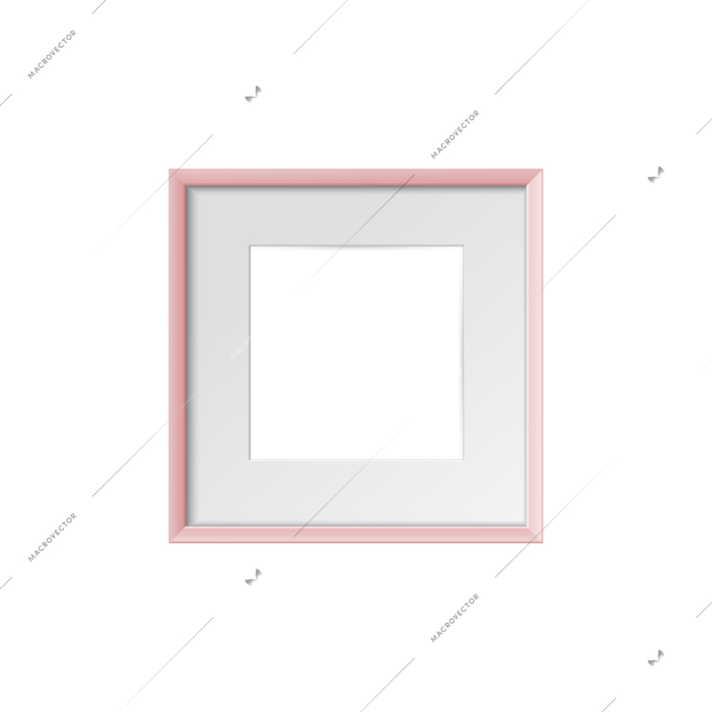 Minimalistic photo frame mockup in pink color realistic vector illustration