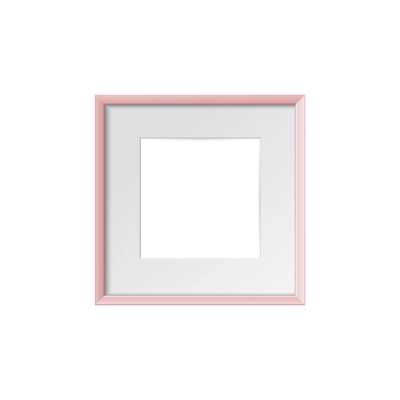 Minimalistic photo frame mockup in pink color realistic vector illustration