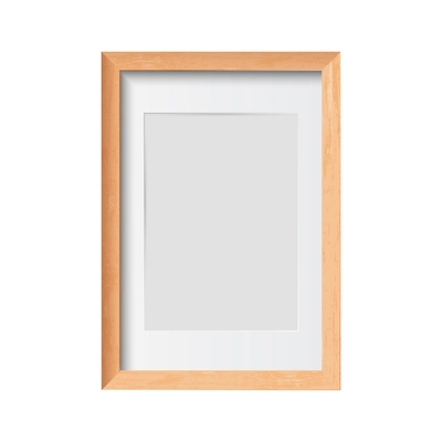 Vertical wooden frame mockup on white background realistic vector illustration