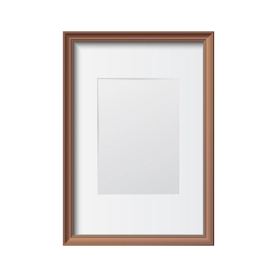 Realistic simple vertical wooden frame on white background vector illustration