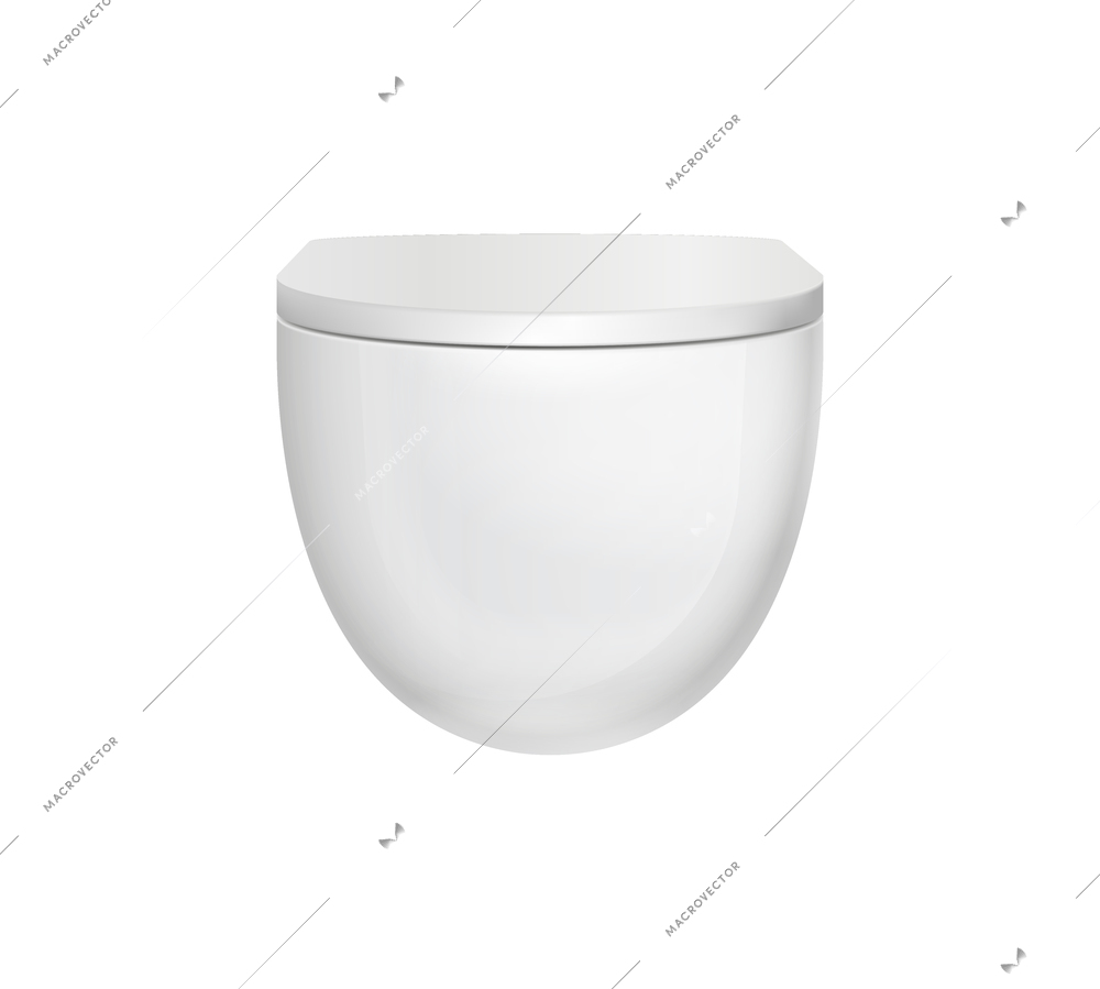 Modern hanging on wall white toilet realistic vector illustration