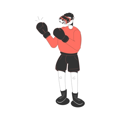 Isometric icon with boxing man in virtual reality glasses vector illustration