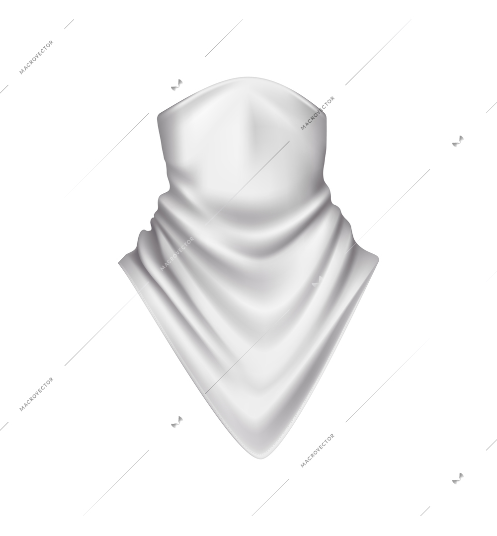 White silk bandana for neck realistic icon on white background vector illustration