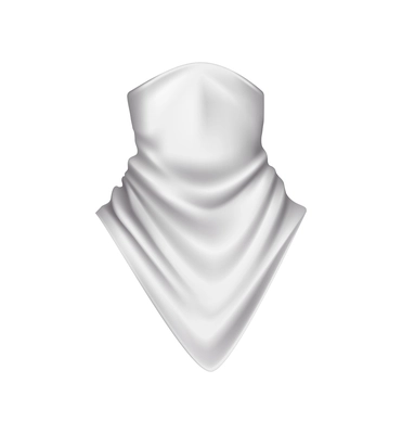 White silk bandana for neck realistic icon on white background vector illustration