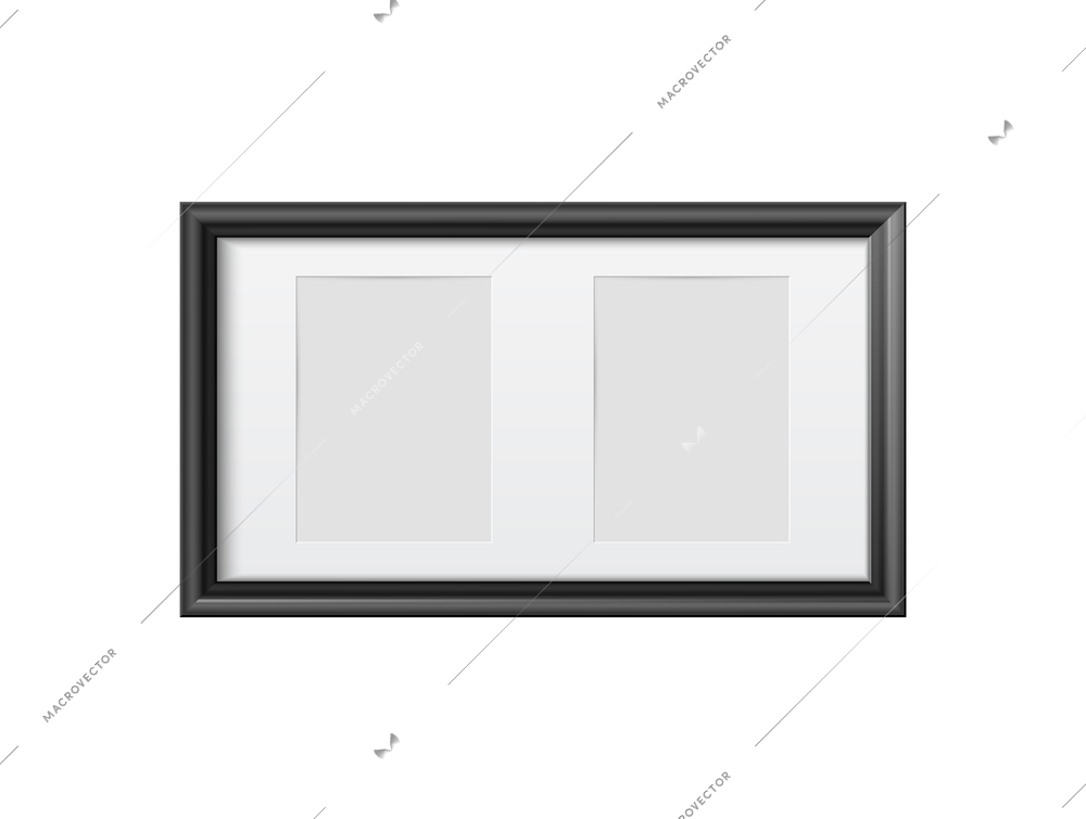 Realistic mockup frame in black color for two photos vector illustration