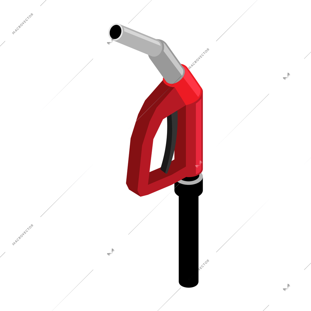 Isometric 3d gas station gun on white background vector illustration