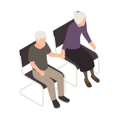 Psychotherapy isometric icon with elderly couple holding hands 3d vector illustration