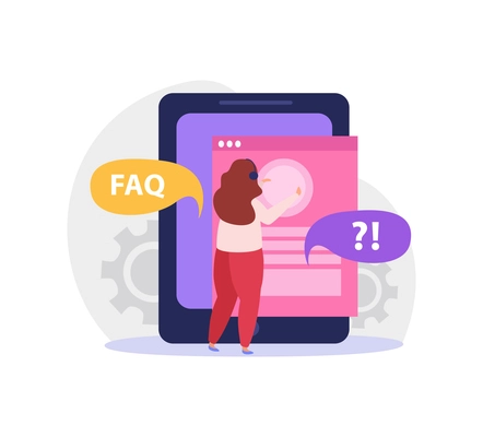Online support service worker in headset communicating with customers flat icon vector illustration